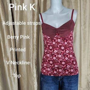 Pink K berry pink print top size M